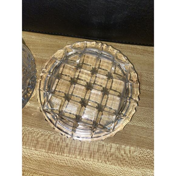 Vanity Powder Jar Trinket Jewel Box w/ Lid Antique Cut Glass Round 4” Diameter - Picture 4 of 8